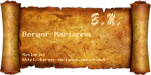 Berger Marianna névjegykártya